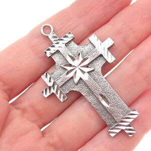 One of A Kind 925 Sterling Silver Vintage Cross Oxidized Charm Pendant